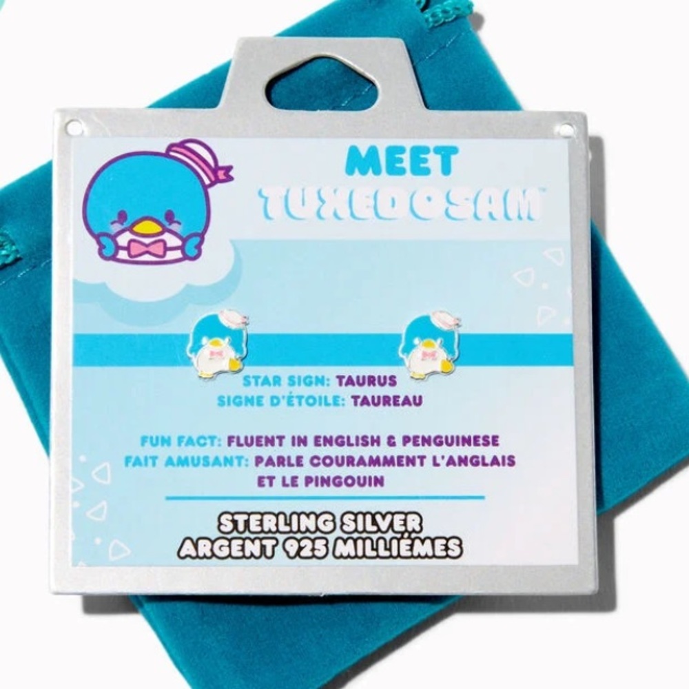 STERLING SILVER HELLO KITTY® AND FRIENDS TUXEDOSAM™️ ENAMEL STUD EARRINGS